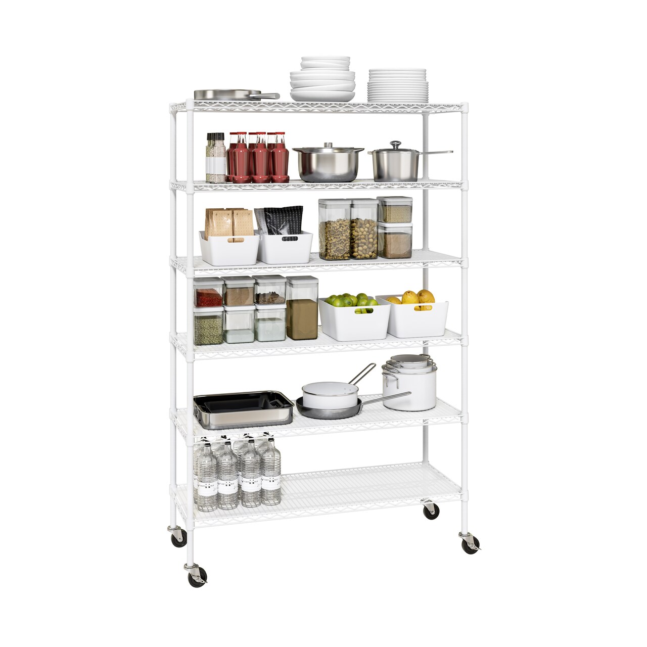 Seville Classics UltraDurable 6-Tier NSF Steel Shelving with Shelf Liners